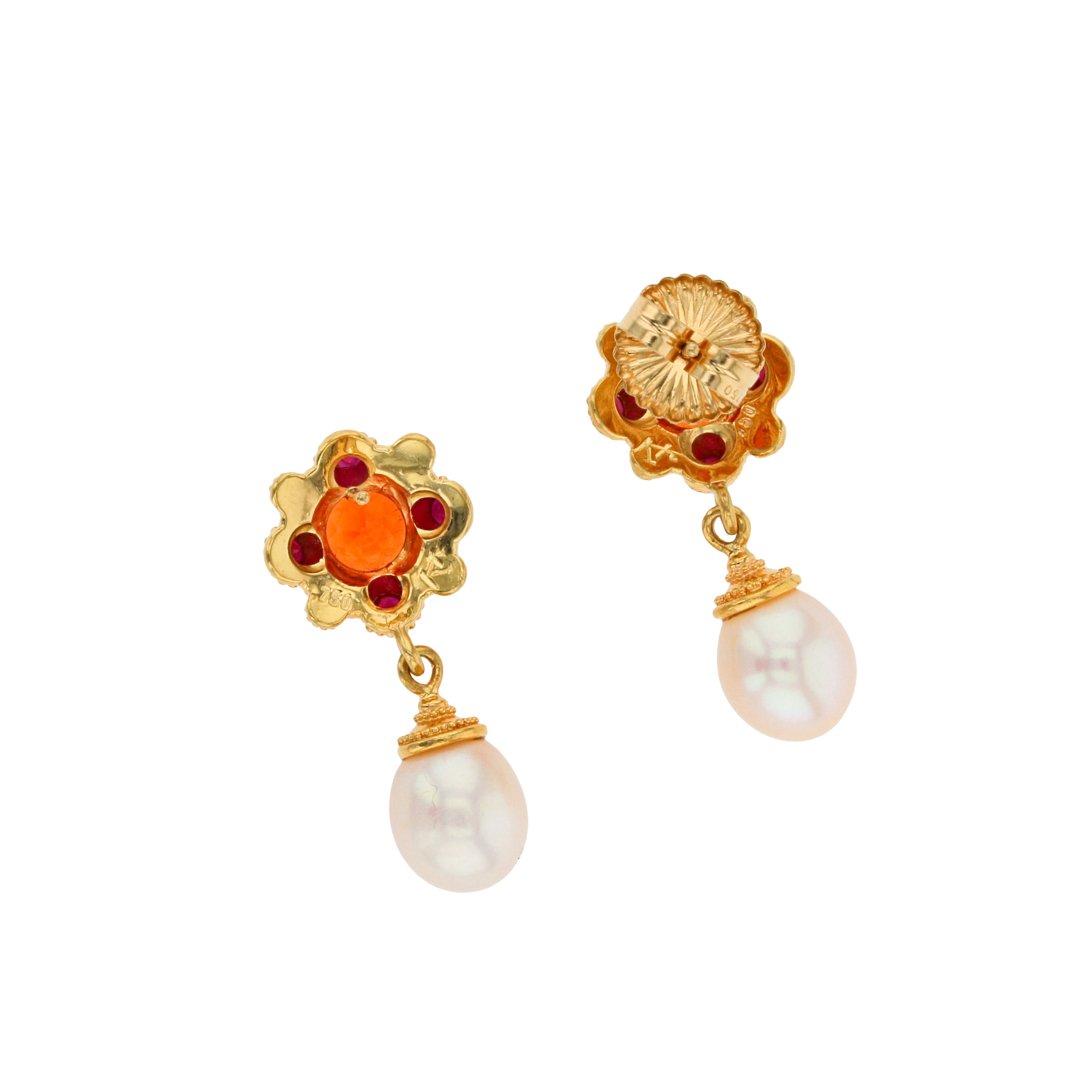 Buy 22Kt Fancy Floral Ruby Gold Stud Earrings 77VJ3892 Online from Vaibhav  Jewellers