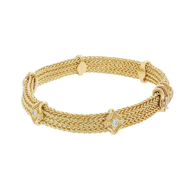 Woven Chain Bracelet with Diamonds